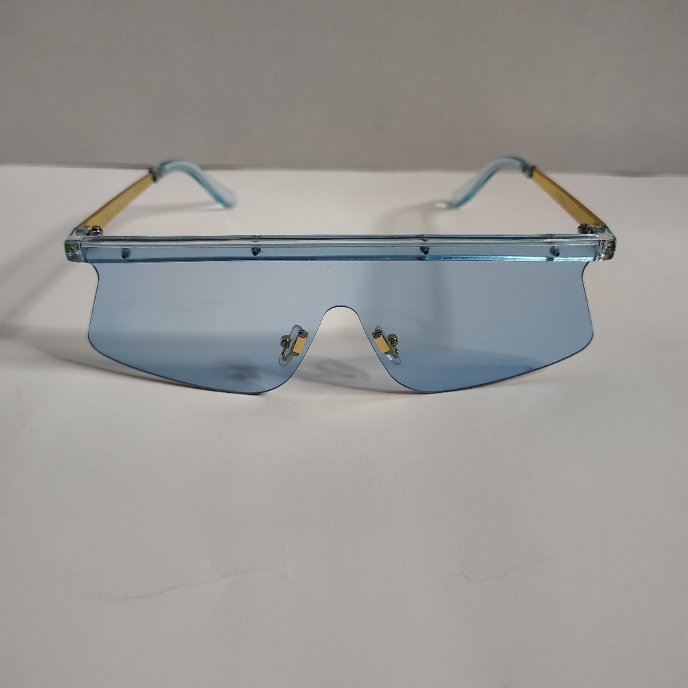 Blue Retro Style Rectangular Frame Rimless Fashion Sunglasses New